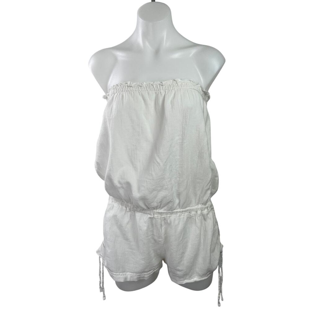 Victoria's Secret Womens White Strapless Tube Elastic Waist Romper Shorts Size S